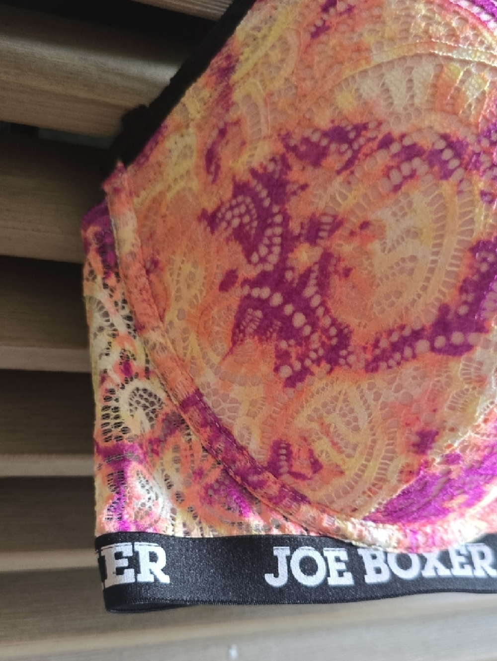 Joe Boxer Pink, Cream & Black Lace Push-Up Bra - Picture 7 of 15